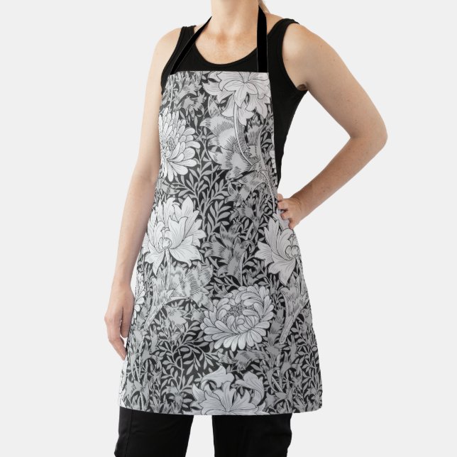 Chrysanthemum Grey, William Morris Apron (Insitu)