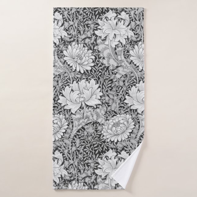 Chrysanthemum Grey, William Morris Bath Towel (Bath Towel)