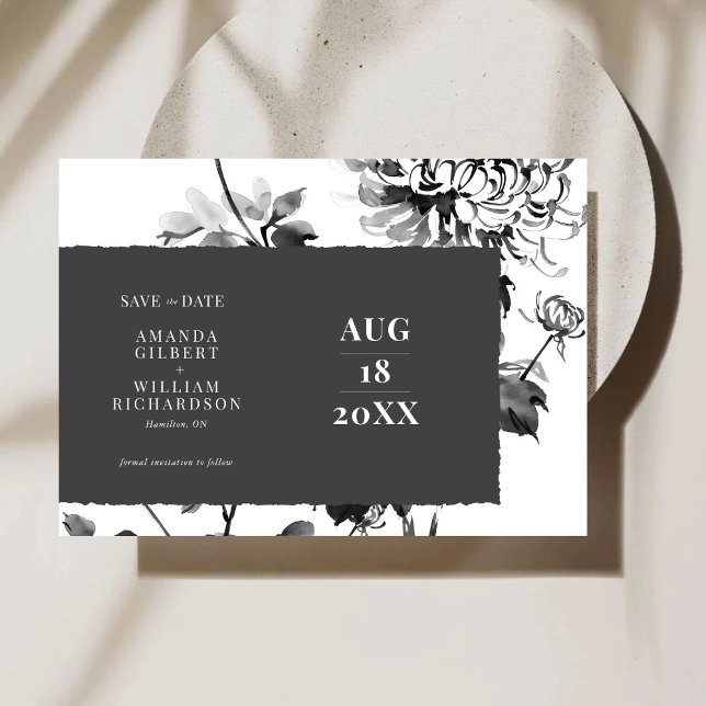 Chrysanthemum Ink Art Save The Date Card (Creator Uploaded)