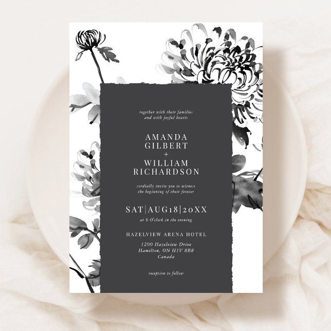 Chrysanthemum Ink Art wedding Invitation (Creator Uploaded)