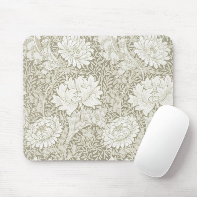 Chrysanthemum Ivory, William Morris Mouse Mat (With Mouse)