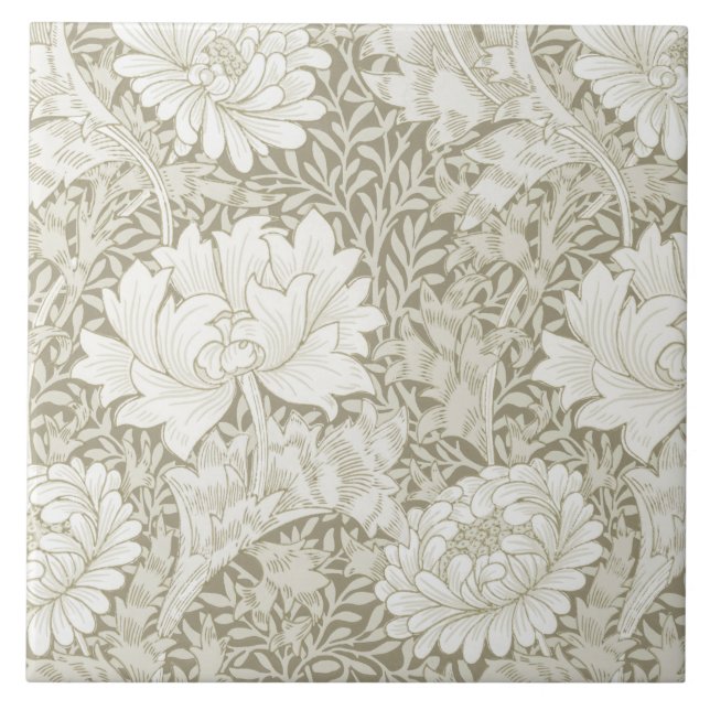 Chrysanthemum Ivory, William Morris Tile (Front)