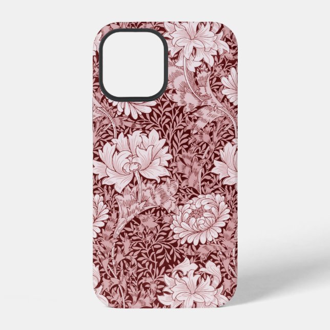 Chrysanthemum Maroon, William Morris iPhone Case (Back)