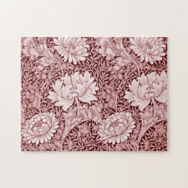 Chrysanthemum Maroon, William Morris Jigsaw Puzzle (Horizontal)