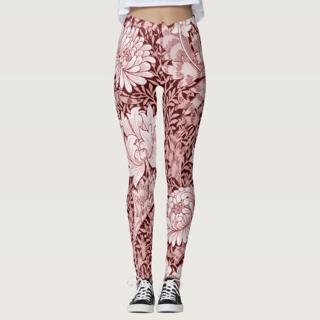 Chrysanthemum Maroon, William Morris Leggings (Front)