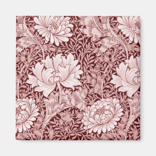 Chrysanthemum Maroon, William Morris Magnet (Front)