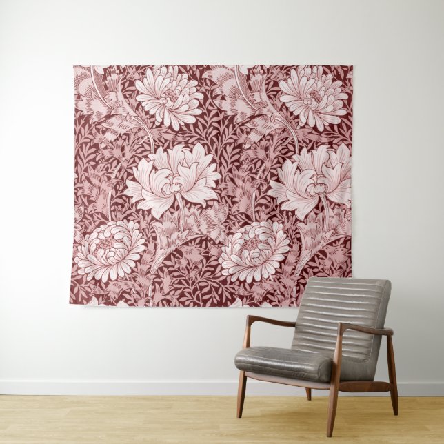 Chrysanthemum Maroon, William Morris Tapestry (In Situ (Horizontal))