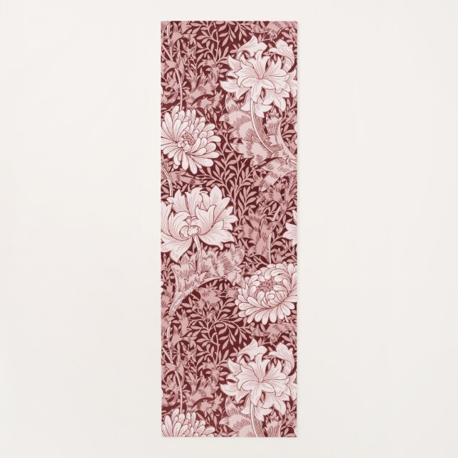 Chrysanthemum Maroon, William Morris Yoga Mat (Front)