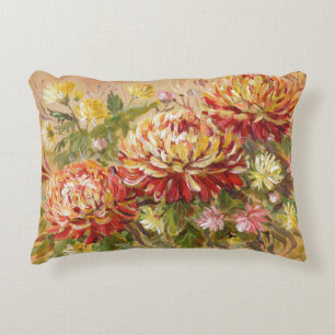 Chrysanthemum Meadow: Acrylic Hand Painting. Decorative Cushion