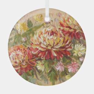 Chrysanthemum Meadow: Acrylic Hand Painting. Glass Tree Decoration