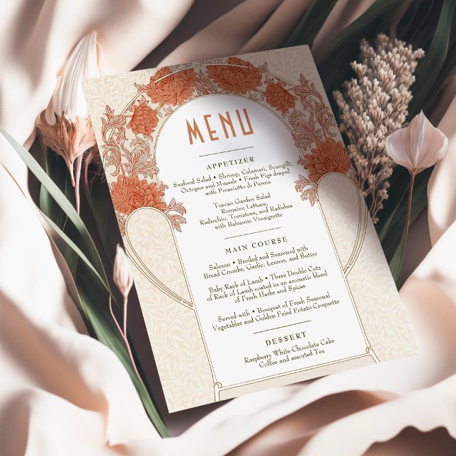 Chrysanthemum Menu Wedding Vintage Art Nouveau Invitation (Creator Uploaded)