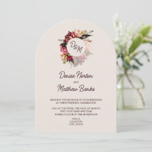 Chrysanthemum Monogram on Cameo Beige Invitation