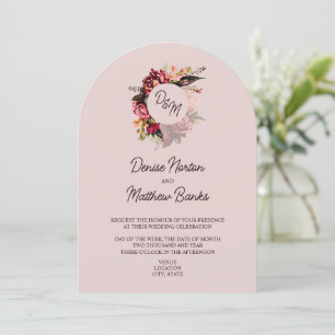 Chrysanthemum Monogram on Mauve Chalk Invitation