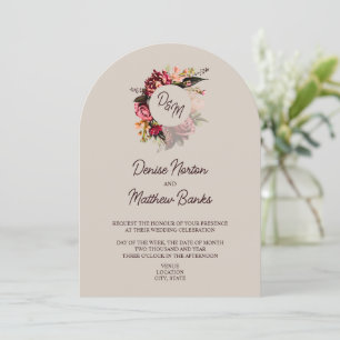 Chrysanthemum Monogram on Perfectly Pale Invitation