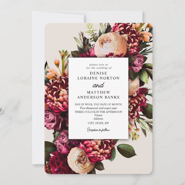 Chrysanthemum on Cameo Beige Invitation (Front)