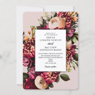 Chrysanthemum on Mauve Chalk Invitation