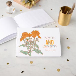 Chrysanthemum orange fall flower wedding  guest book