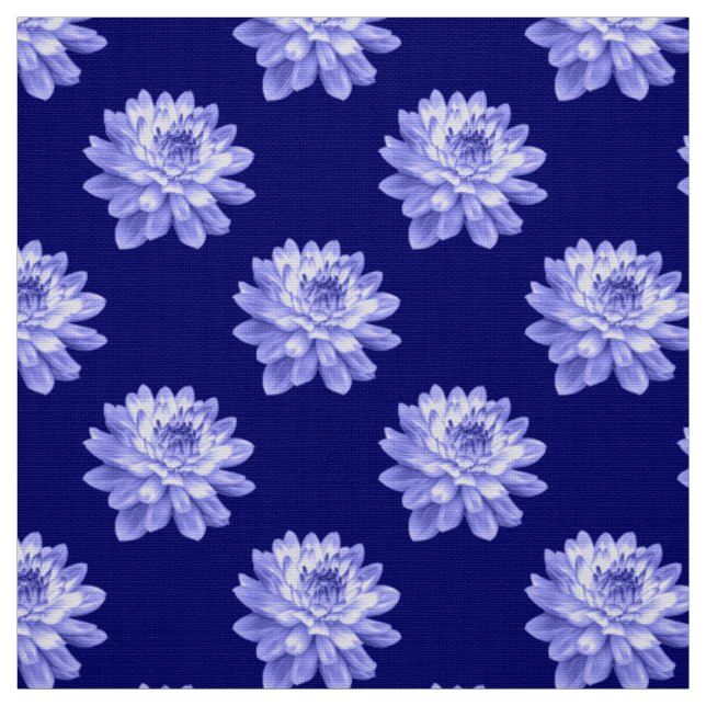 Chrysanthemum Pattern - Deep Navy Blue Fabric (Swatch)