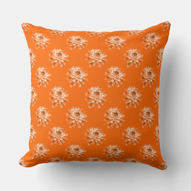 Chrysanthemum Pattern - Orange Cushion (Front)