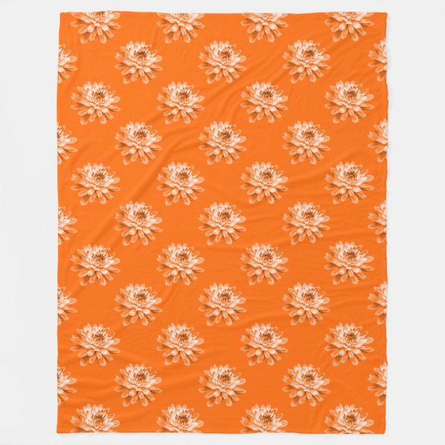 Chrysanthemum Pattern - Orange Fleece Blanket (Front)