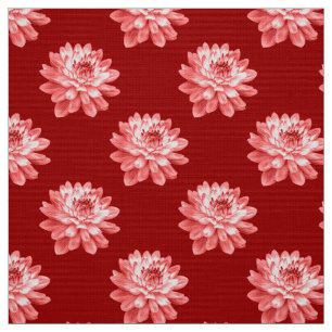 Chrysanthemum Pattern - Ruby Red Fabric
