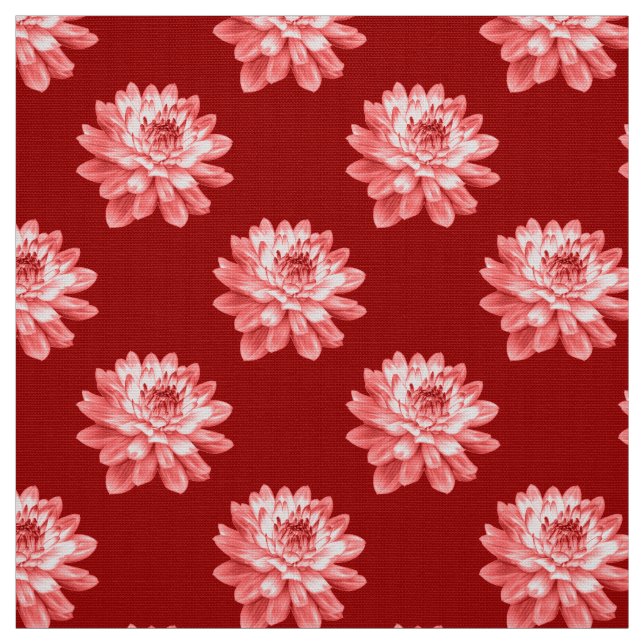 Chrysanthemum Pattern - Ruby Red Fabric (Swatch)