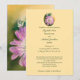 Chrysanthemum Pink and Cream Floral Wedding Invitation