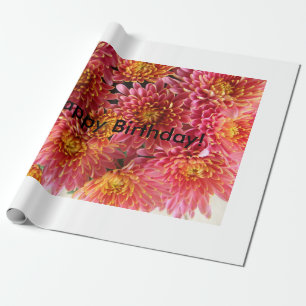 chrysanthemum pink and warm pink wrapping paper