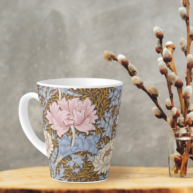 Chrysanthemum Pink Floral William Morris Latte Mug (Creator Uploaded)