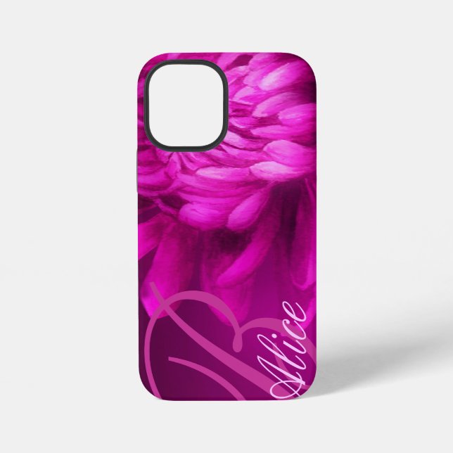 Chrysanthemum purple plum custom name and initial iPhone case (Back)