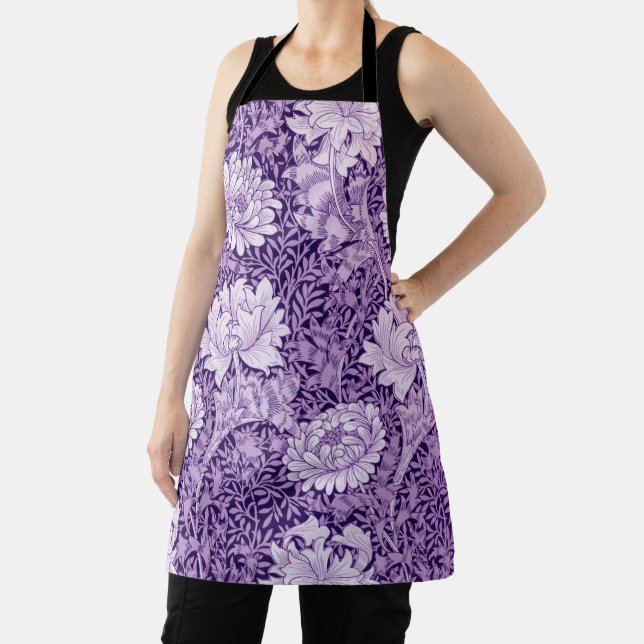 Chrysanthemum Purple, William Morris Apron (Insitu)