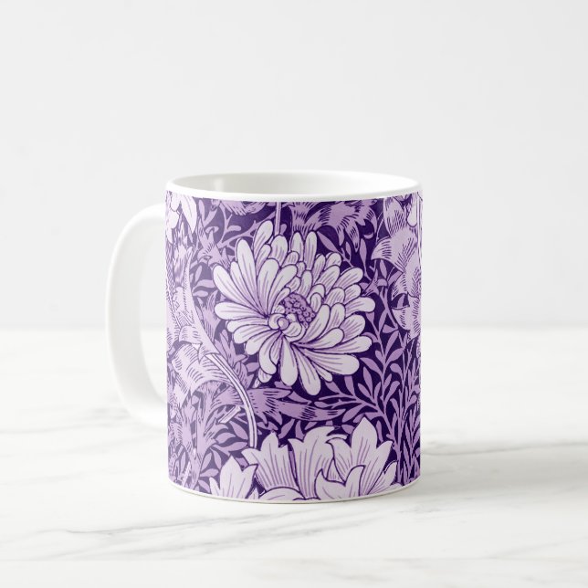 Chrysanthemum Purple, William Morris Coffee Mug (Front Left)