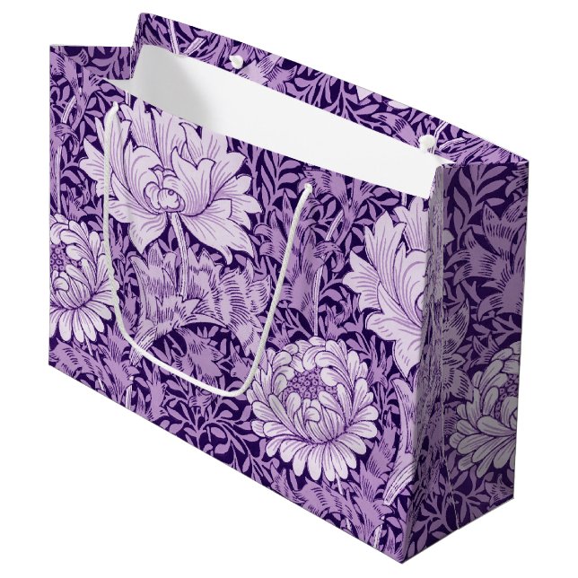 Chrysanthemum Purple, William Morris Large Gift Ba Bag (Front Angled)