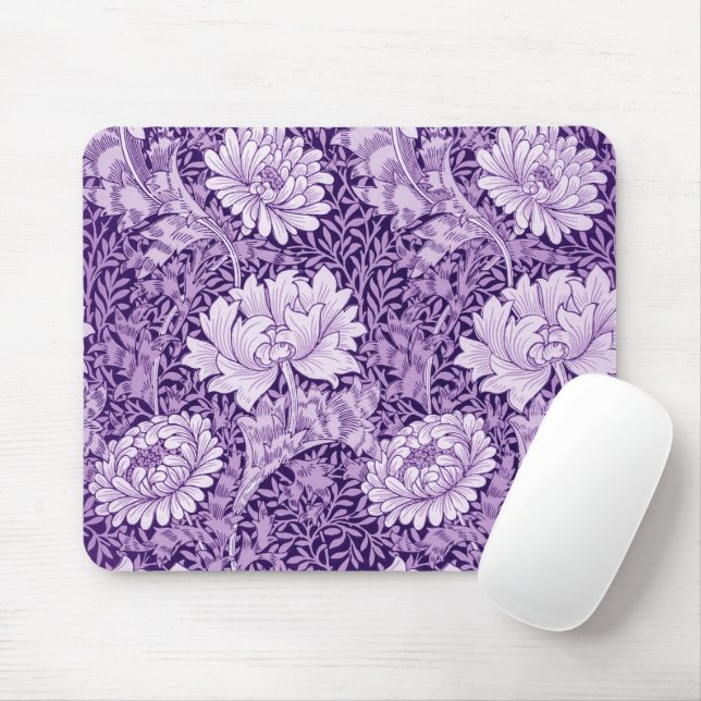 Chrysanthemum Purple, William Morris Mouse Mat (With Mouse)