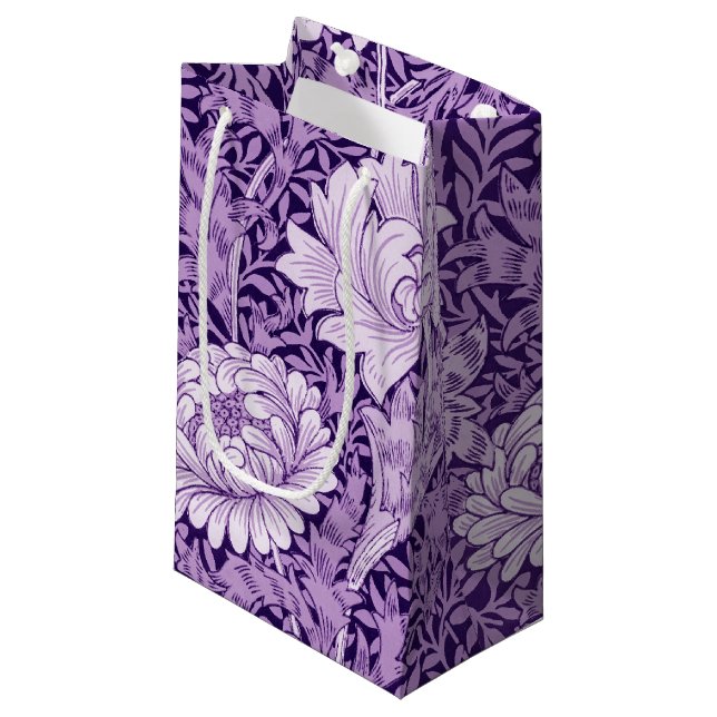 Chrysanthemum Purple, William Morris Small Gift Bag (Front Angled)