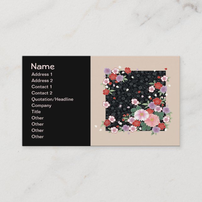 Chrysanthemum & Sakura Japanese Fine Art Business Card (Front)