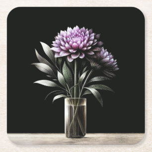 Chrysanthemum Square Paper Coaster