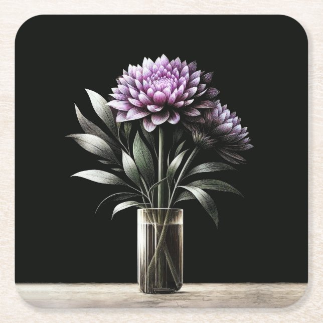 Chrysanthemum Square Paper Coaster (Front)