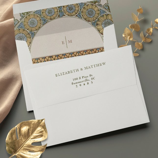 Chrysanthemum Sunflowers Art Nouveau Vintage Envelope (Creator Uploaded)