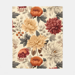 Chrysanthemum Symphony Fleece Blanket