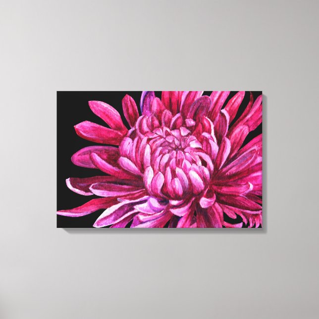 Chrysanthemum "the opening" canvas print black (Front)