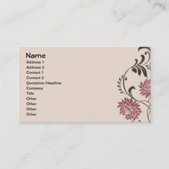 Chrysanthemum Vintage Wallpaper Business Card (Front)