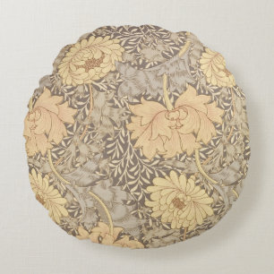 'Chrysanthemum' wallpaper design, 1876 Round Cushion