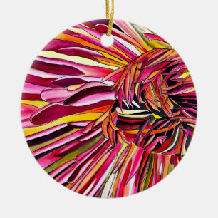 Chrysanthemum watercolor art flower ceramic tree decoration