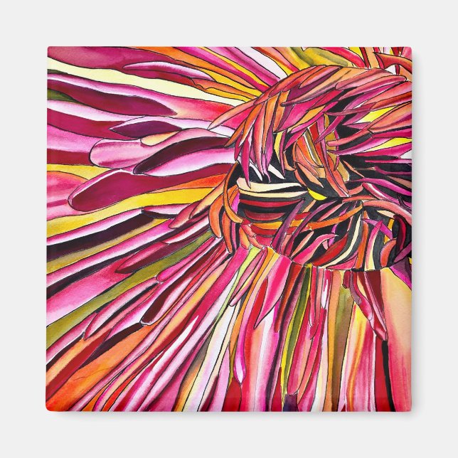 Chrysanthemum watercolor art flower magnet (Front)