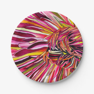 Chrysanthemum watercolor art flower paper plate
