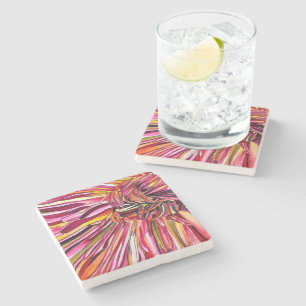 Chrysanthemum watercolor art flower stone coaster