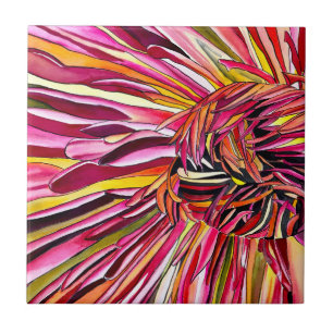 Chrysanthemum watercolor art flower tile