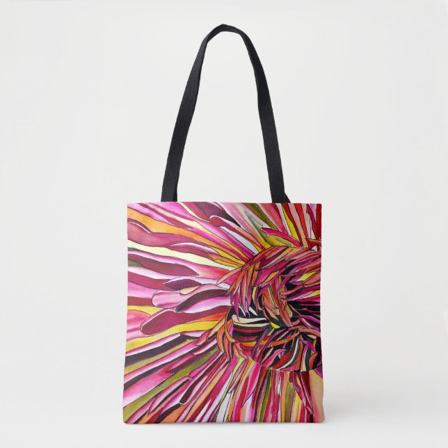 Chrysanthemum watercolor art flower tote bag (Front)