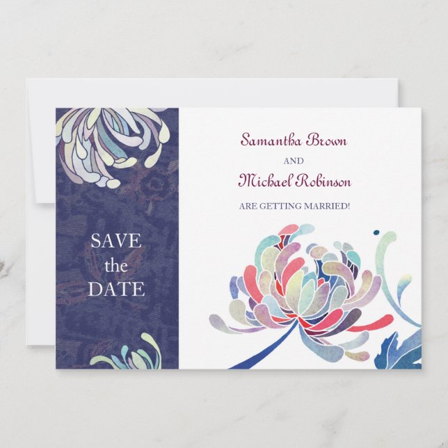 Chrysanthemum Wedding Save the Date Invitations (Front)